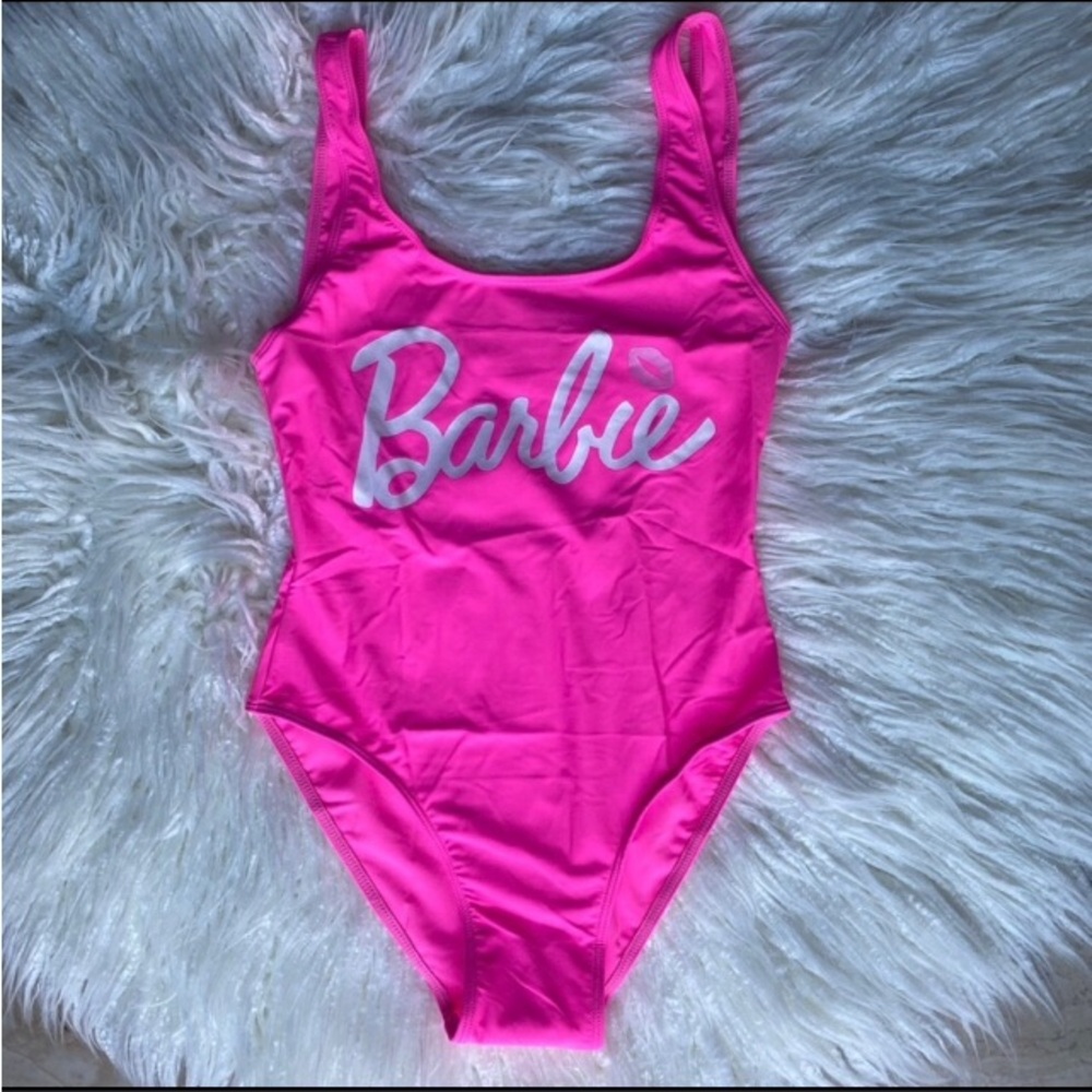 Barbie Hot Pink One-Piece Swimsuit with White Logo